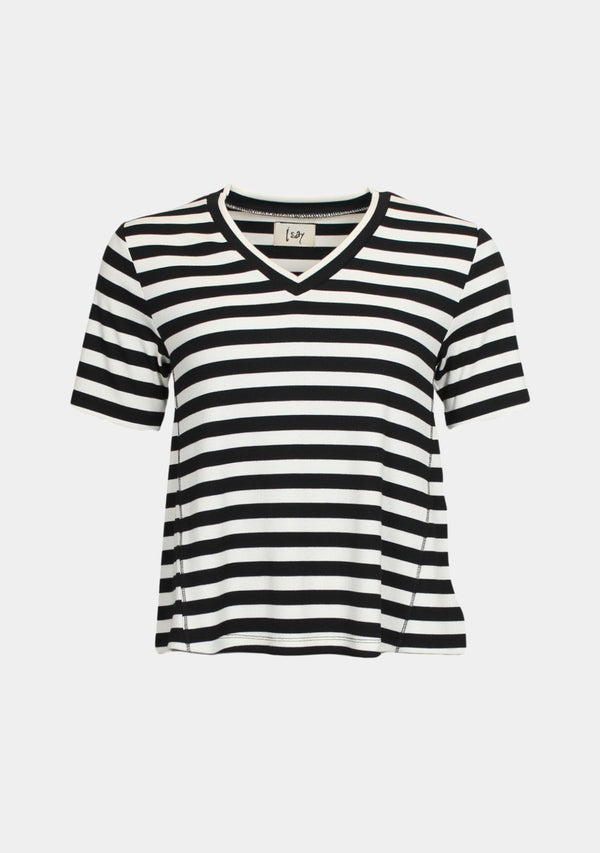 I SAY Jeila T-Shirt T-Shirts B28 Black/Broken White stripe