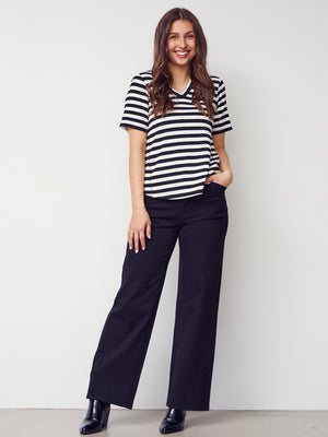 I SAY Jeila T-Shirt T-Shirts B28 Black/Broken White stripe