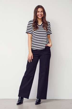 I SAY Jeila T-Shirt T-Shirts B28 Black/Broken White stripe
