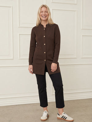 I SAY Jena Button Cardigan Knitwear 356 Dark brown