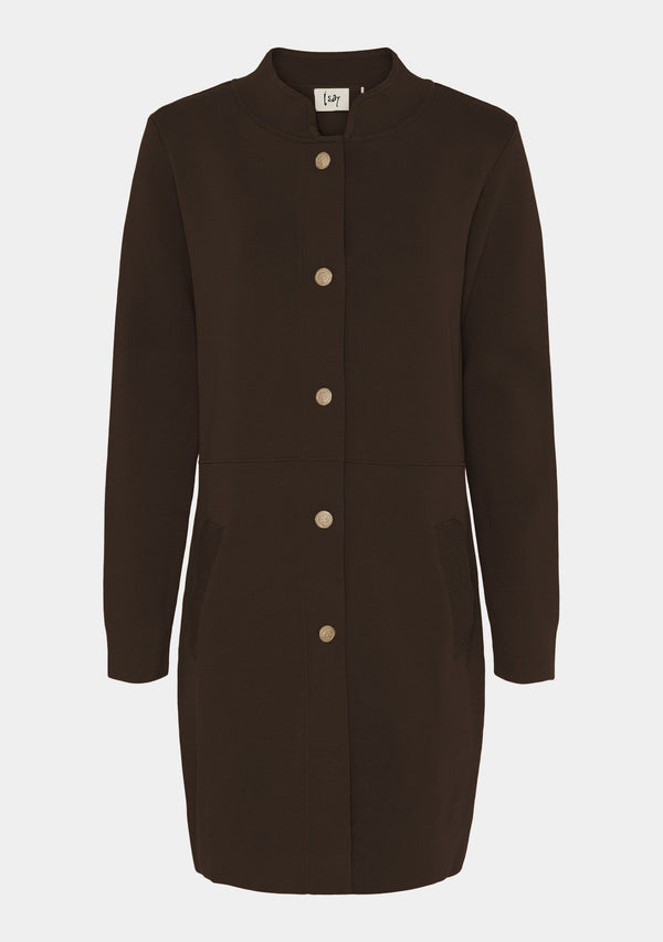 I SAY Jena Button Cardigan Knitwear 356 Dark brown
