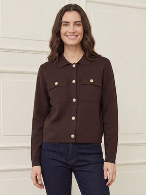 I SAY Jena Colar Cardigan Knitwear 356 Dark brown
