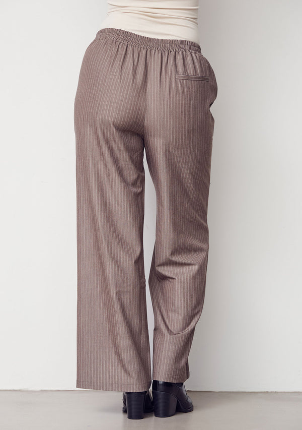 I SAY Jessi Basic Pant Pants H64 Taupe Pinstripe