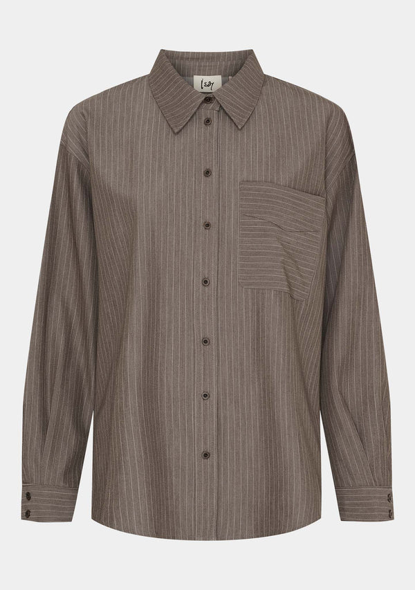 I SAY Jessi Striped Shirt Shirts H64 Taupe Pinstripe