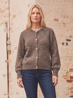 I SAY Joa Knit Cardigan Cardigans 361 Taupe Melange