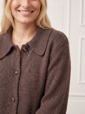 I SAY Joa Long Cardigan Knitwear 356 Dark brown