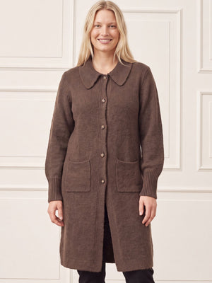 I SAY Joa Long Cardigan Knitwear 356 Dark brown