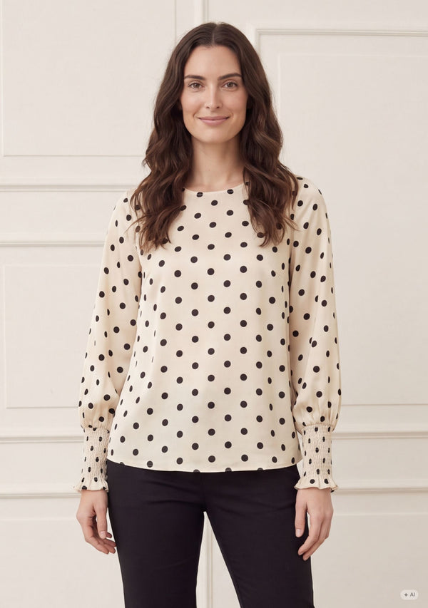 I SAY Kleo Blouse Blouses N63 Cream w/Dots