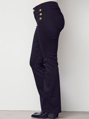 I SAY Lido Button Long Jeans Pants 900 Black