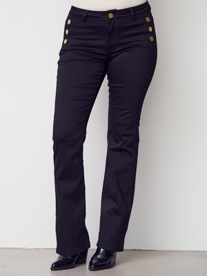 I SAY Lido Button Long Jeans Pants 900 Black