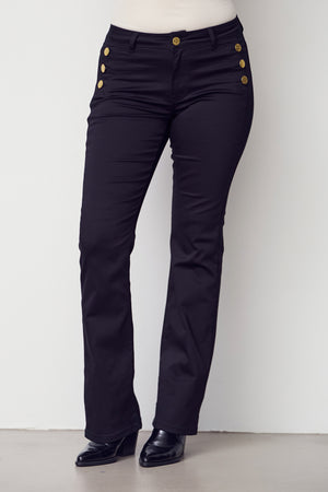 I SAY Lido Button Long Jeans Pants 900 Black