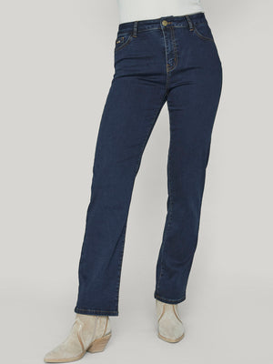 I SAY Lido Straight Long Jeans Pants 693 Denim Blue Unwashed
