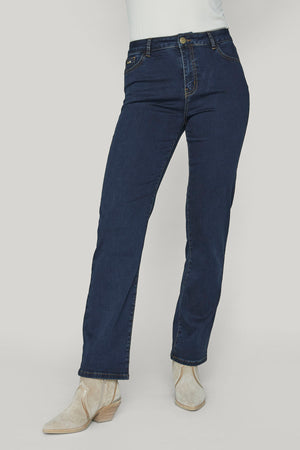 I SAY Lido Straight Long Jeans Pants 693 Denim Blue Unwashed