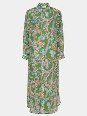 I SAY Lotta Shirt Dress Dresses N37 Grass Green Paisley
