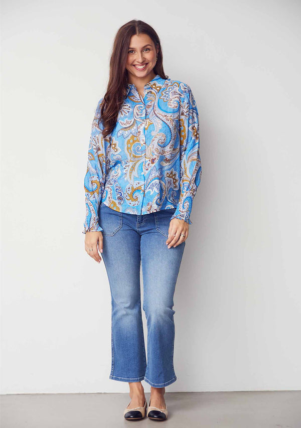 I SAY Lotta Smock Shirt Shirts N13 Fresh Blue Paisley