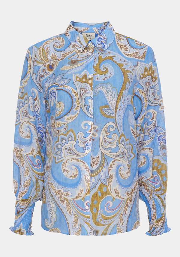 I SAY Lotta Smock Shirt Shirts N13 Fresh Blue Paisley