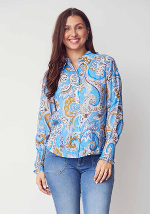 I SAY Lotta Smock Shirt Shirts N13 Fresh Blue Paisley