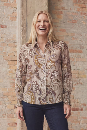 I SAY Lotta Smock Shirt Shirts N45 Taupe Paisley
