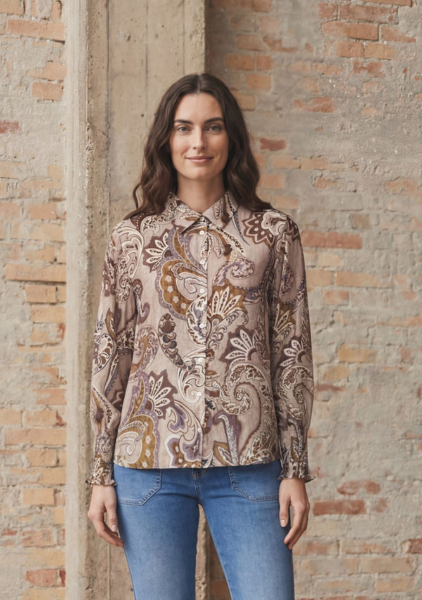 I SAY Lotta Smock Shirt Shirts N45 Taupe Paisley