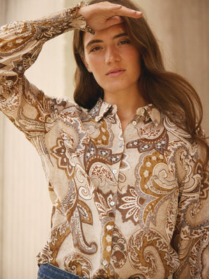 I SAY Lotta Smock Shirt Shirts N45 Taupe Paisley