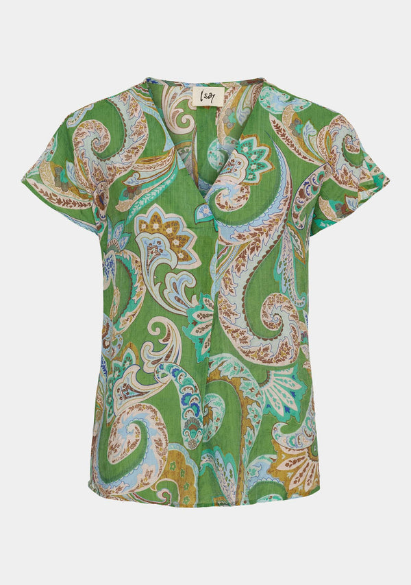 I SAY Lotta Top Tops N37 Grass Green Paisley