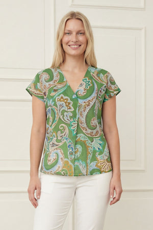 I SAY Lotta Top Tops N37 Grass Green Paisley
