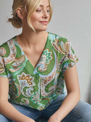 I SAY Lotta Top Tops N37 Grass Green Paisley