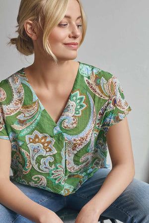 I SAY Lotta Top Tops N37 Grass Green Paisley