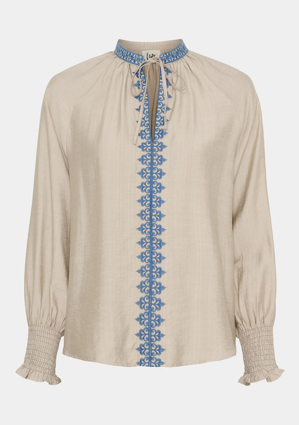 I SAY Lykke Deco Blouse Blouses N15 Sand w/Blue