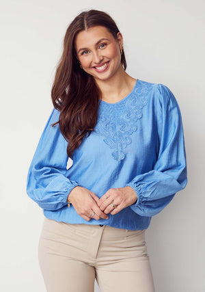 I SAY Lykke Lace Blouse Blouses 604 Blue