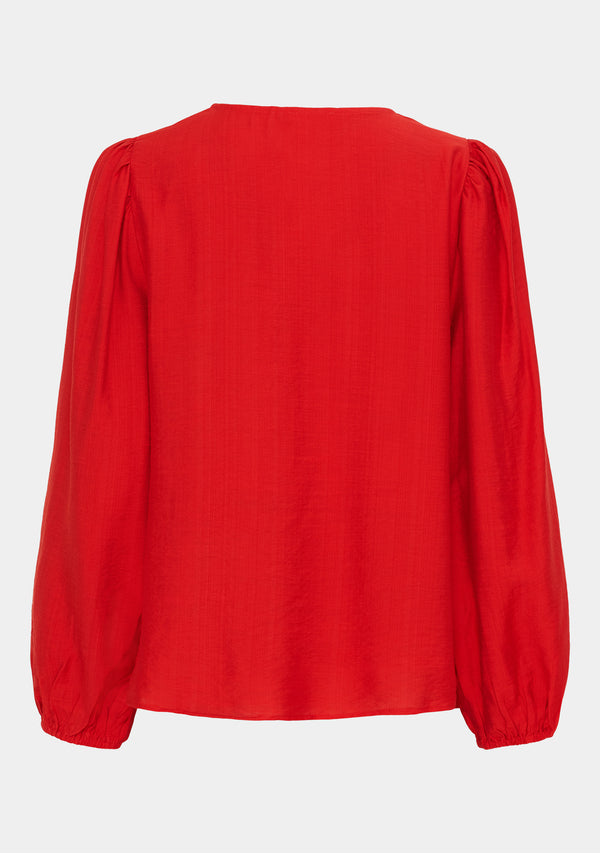 I SAY Lykke V-Neck Blouse Blouses 432 Fresh Red