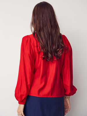I SAY Lykke V-Neck Blouse Blouses 432 Fresh Red