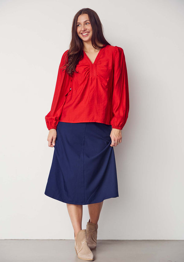 I SAY Lykke V-Neck Blouse Blouses 432 Fresh Red