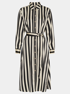 I SAY Melba Shirt Dress Dresses M27 Black/Cream Stripe