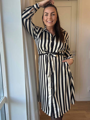 I SAY Melba Shirt Dress Dresses M27 Black/Cream Stripe