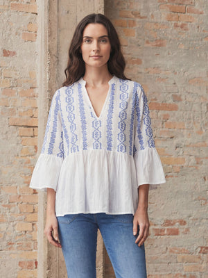 I SAY Mina Blouse Blouses N33 Blue Flower Vine