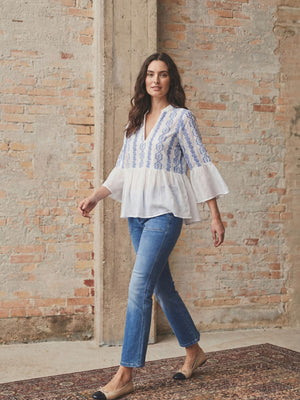 I SAY Mina Blouse Blouses N33 Blue Flower Vine