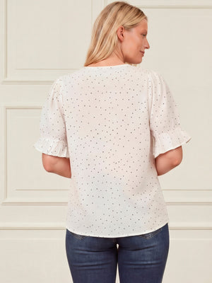 I SAY Molly Blouse Blouses L89 White w/Black