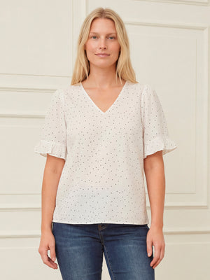 I SAY Molly Blouse Blouses L89 White w/Black