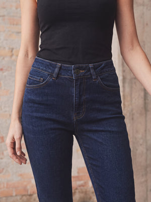 I SAY Monza Long Straight Jeans Pants 601 Blue/Black Wash
