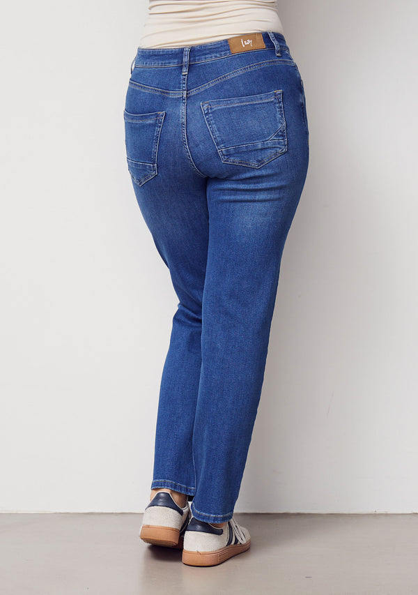 I SAY Monza Straight Jeans Pants 606 Mid Denim