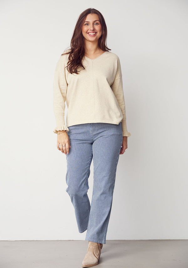 I SAY Monza Striped Jeans Pants G12 Milky Stripe