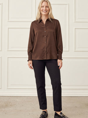 I SAY Nanina Smock Shirt Shirts 356 Dark brown