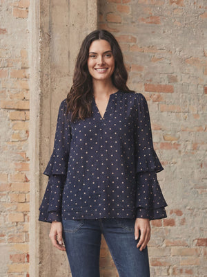 I SAY Naomi Blouse Blouses D67 Navy Dot