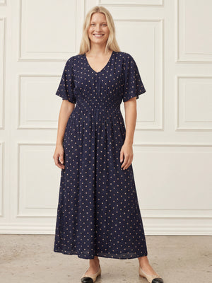 I SAY Naomi Stretch Dress Dresses D67 Navy Dot