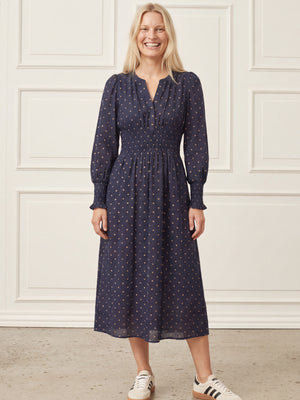 I SAY Naomi V-Neck Dress Dresses D67 Navy Dot