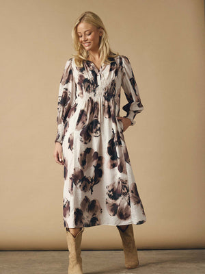 I SAY Naomi V-Neck Dress Dresses N47 Aubergine Floral