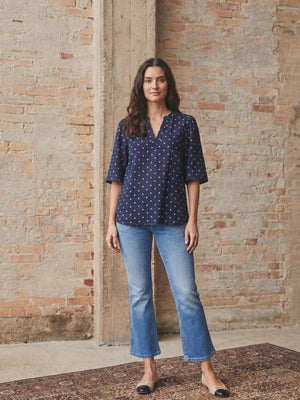 I SAY Naomi s/s Blouse Blouses D67 Navy Dot