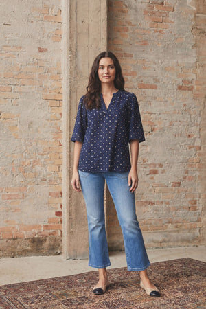 I SAY Naomi s/s Blouse Blouses D67 Navy Dot