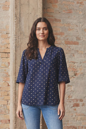 I SAY Naomi s/s Blouse Blouses D67 Navy Dot